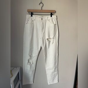 Adika White Mom Jeans Size Large New with Tags